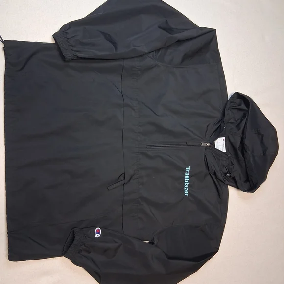 Champion Hooded Anorak Pullover - Black with Teal "Trailblazer" - Picture 8 of 9